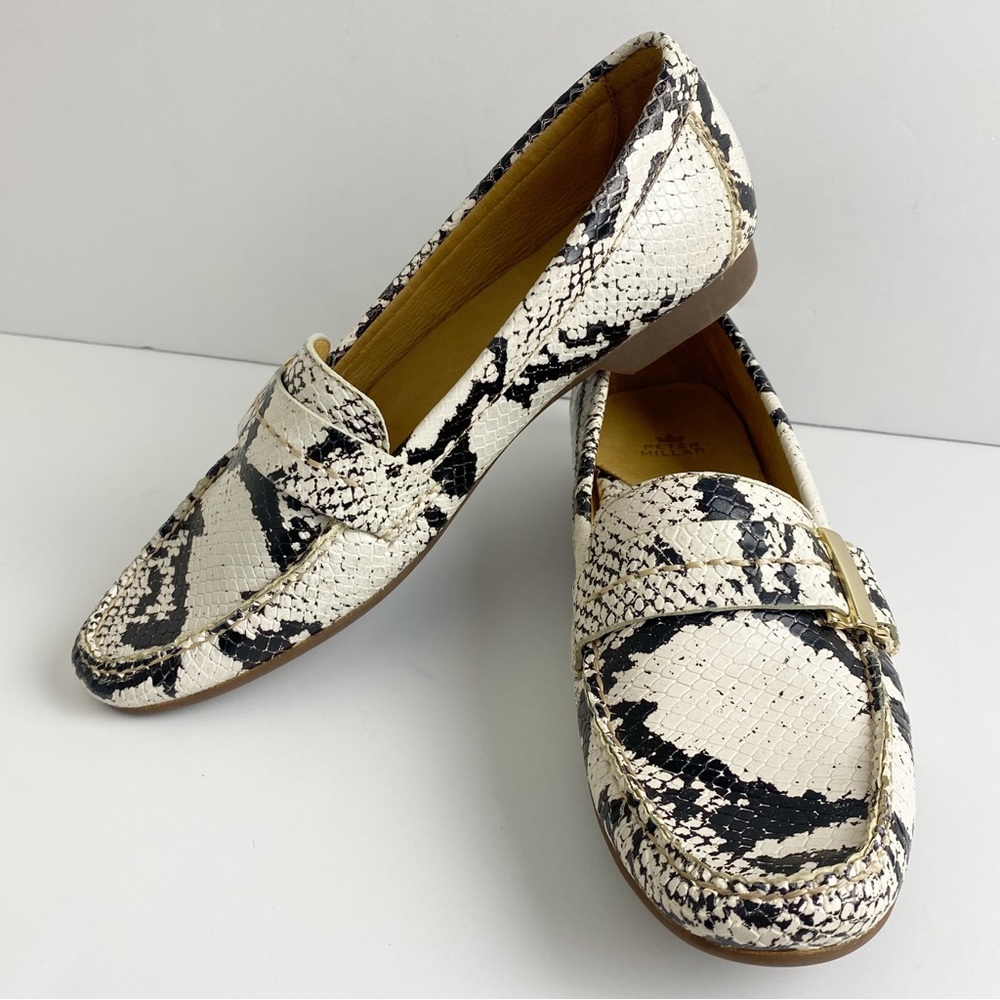 Peter Millar Shoes Womens 7M Leather Snakeskin Embossed Loafers